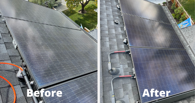 before and after solar panel cleaning results
