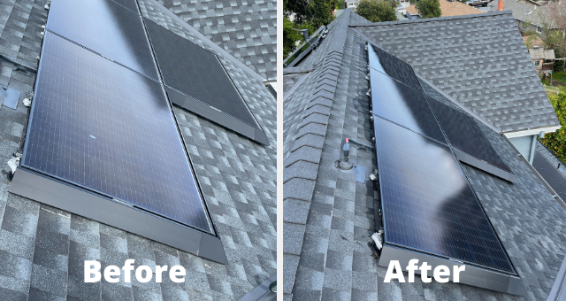 before and after solar panel cleaning results